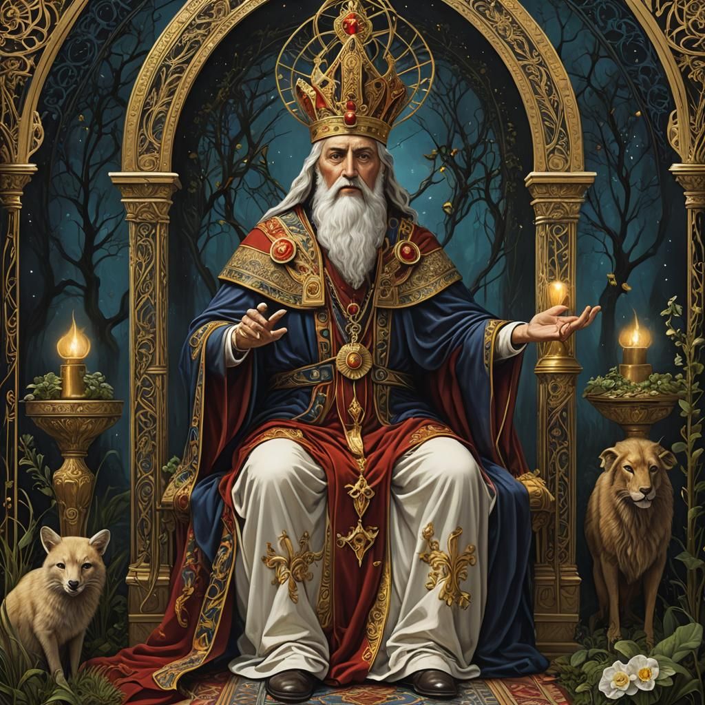 The Hierophant: Spiritual Wisdom in Detailed Matte Painting