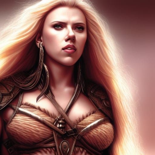 Barbarian Warrior with White Hair in Fantasy Art Style