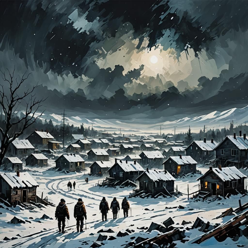 Post Apocalyptic Winter Scene in Abstract Art
