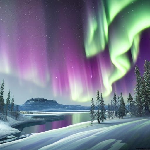 Norway Aurora Borealis: Hyperdetailed Concept Art