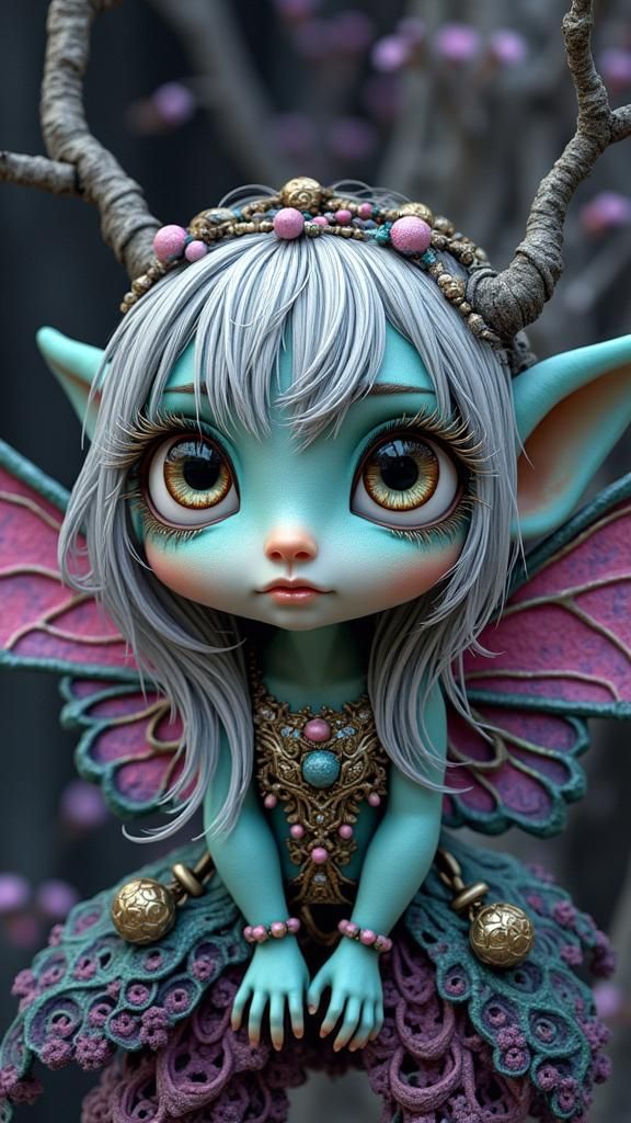 Pixie Girl in Mystical Tree: Hyperdetailed Digital Art