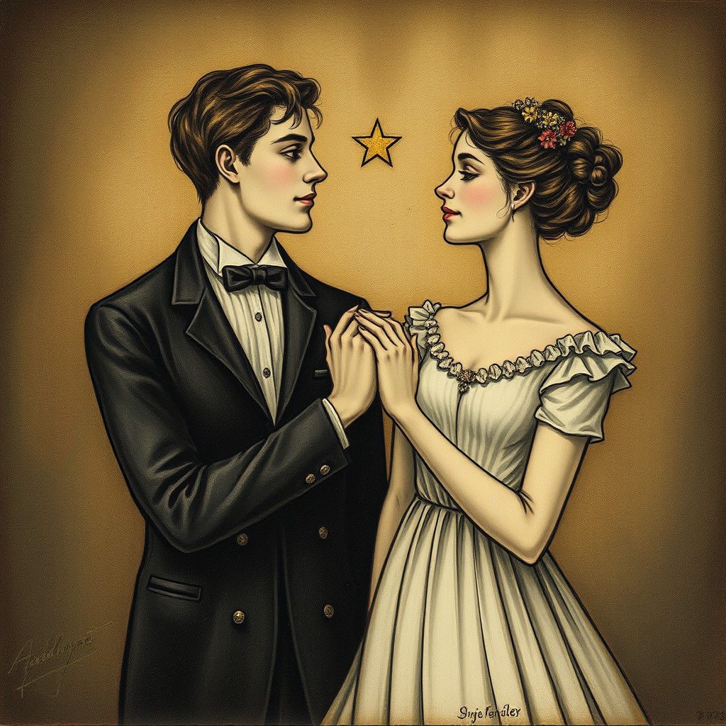 Vintage Photo of Star-Crossed Lovers in Pictorialist Style