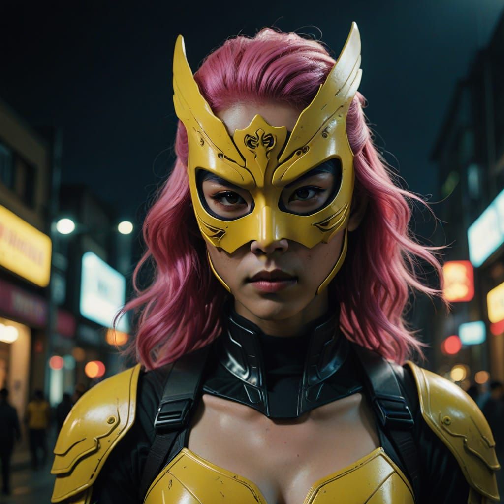 Chinese Vigilante in Siren Costume with Pink Hair