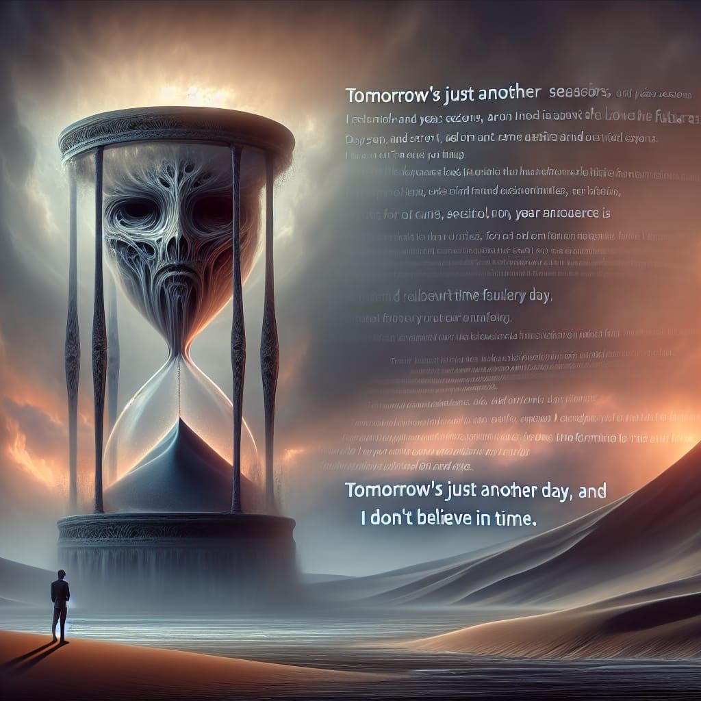 Time as a Sentient Hourglass in Ethereal Landscape