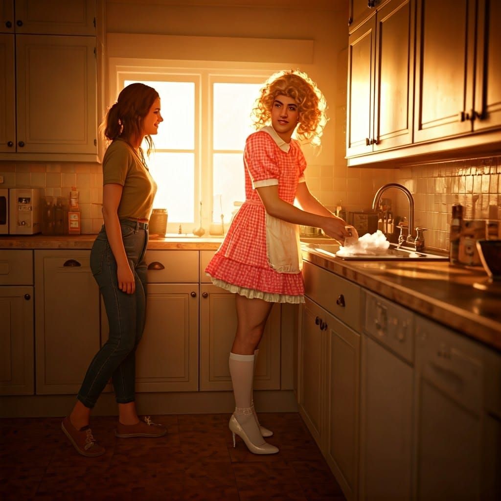 Friendly Kitchen Gathering in Realistic Photorealism