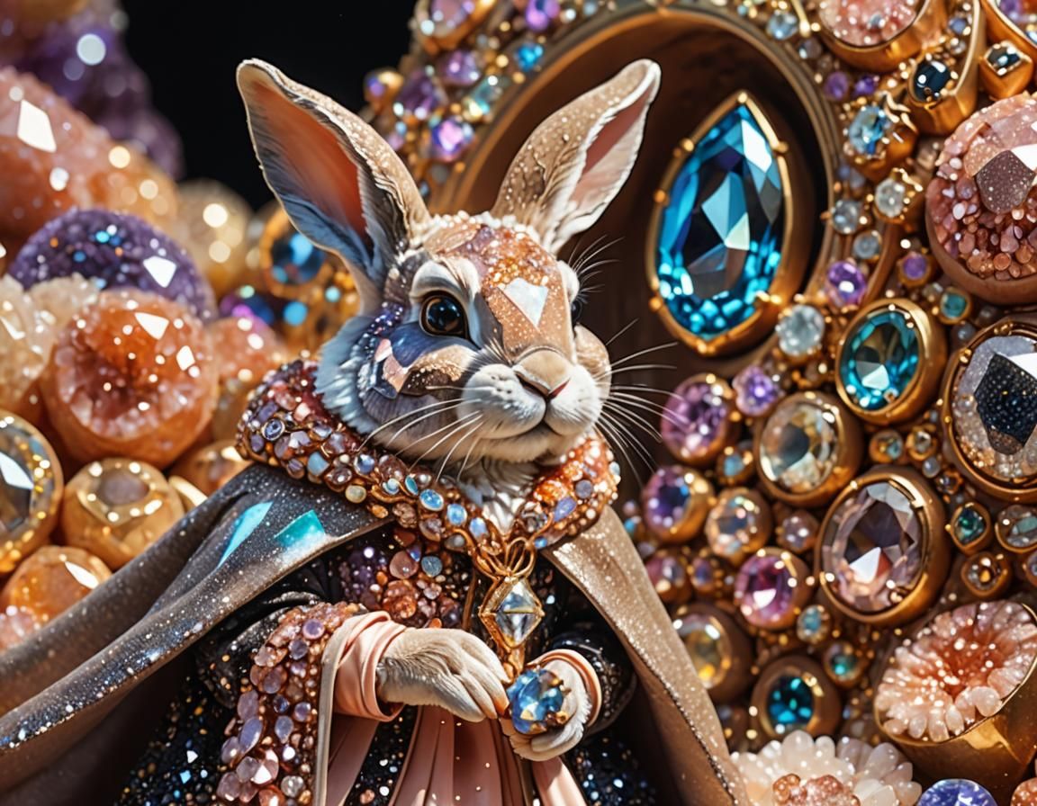 Rabbit with Diamond Ring in Fantasy Art Style