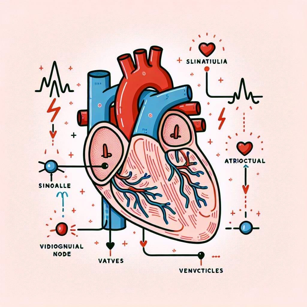 Human Heart Anatomy and Electrical System Illustration