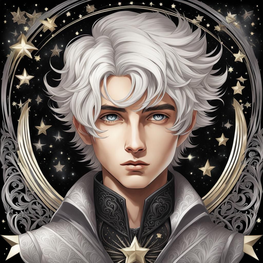 Art Deco Boy Surrounded by Stars