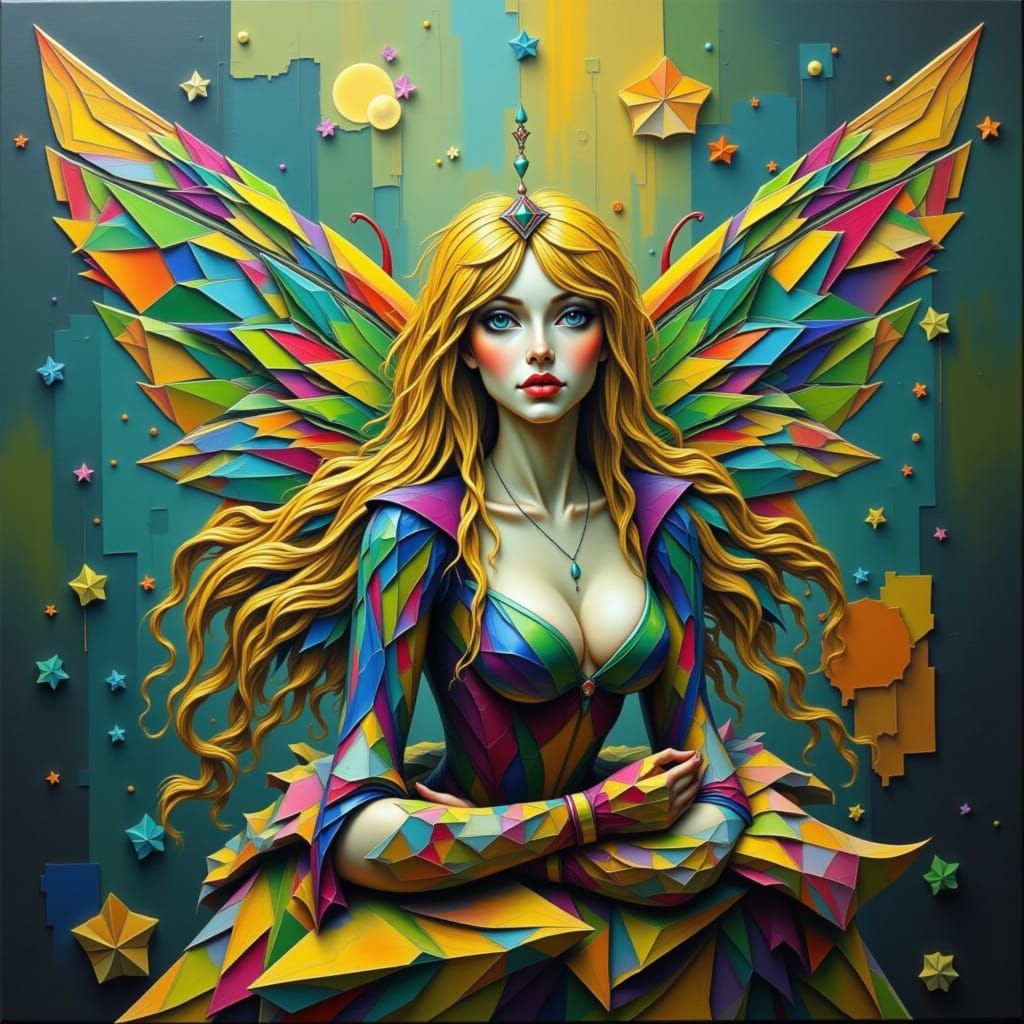 Geometric Fairy in Ethereal Digital Art Style