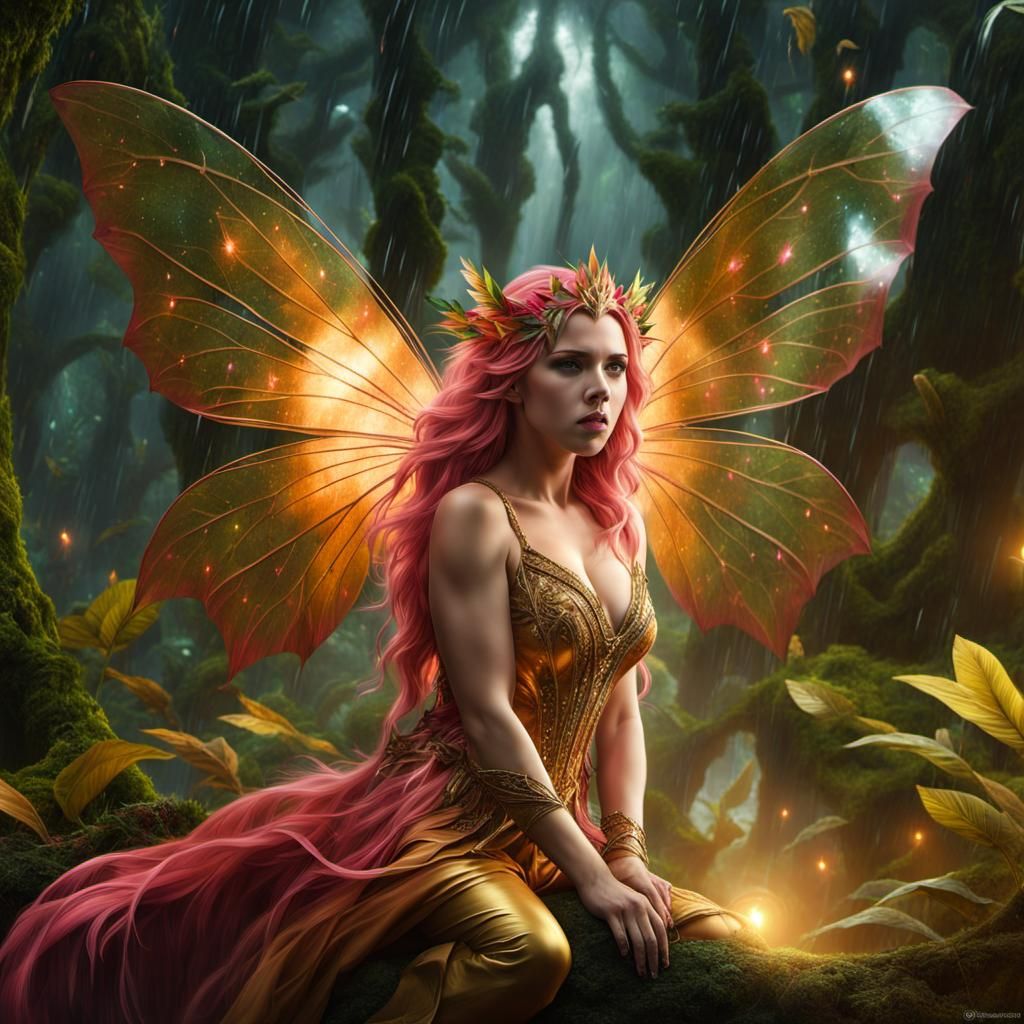 Crystal Fairy in Rainy Fantasy Art
