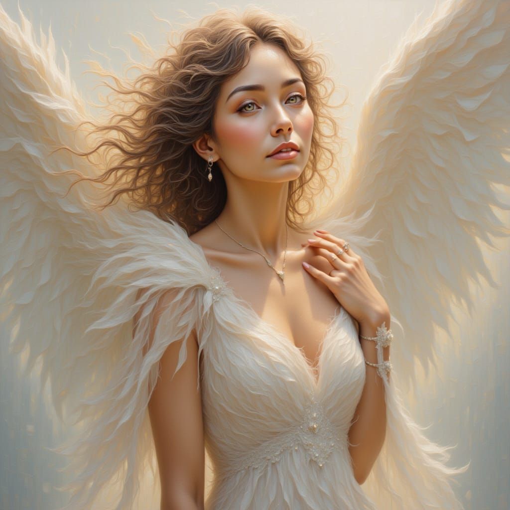 Ethereal Angel with Luminous Wings and Halo