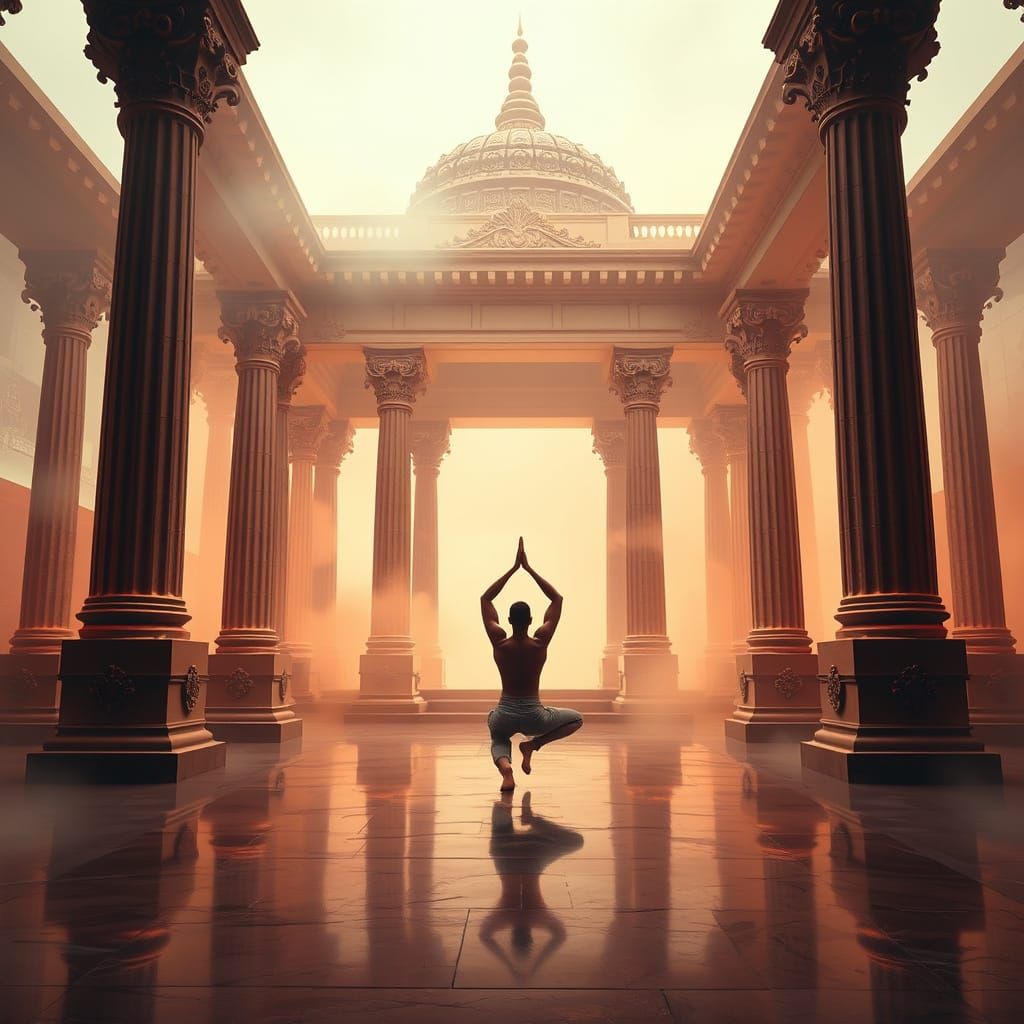 Yoga in a Smoky Temple: Fantasy Concept Art