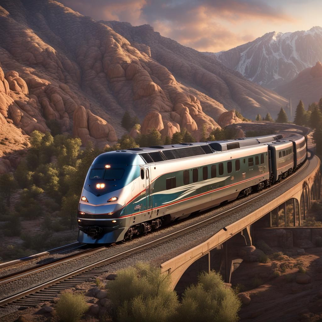 California Zephyr Train Passes Through California, Matte Pai...