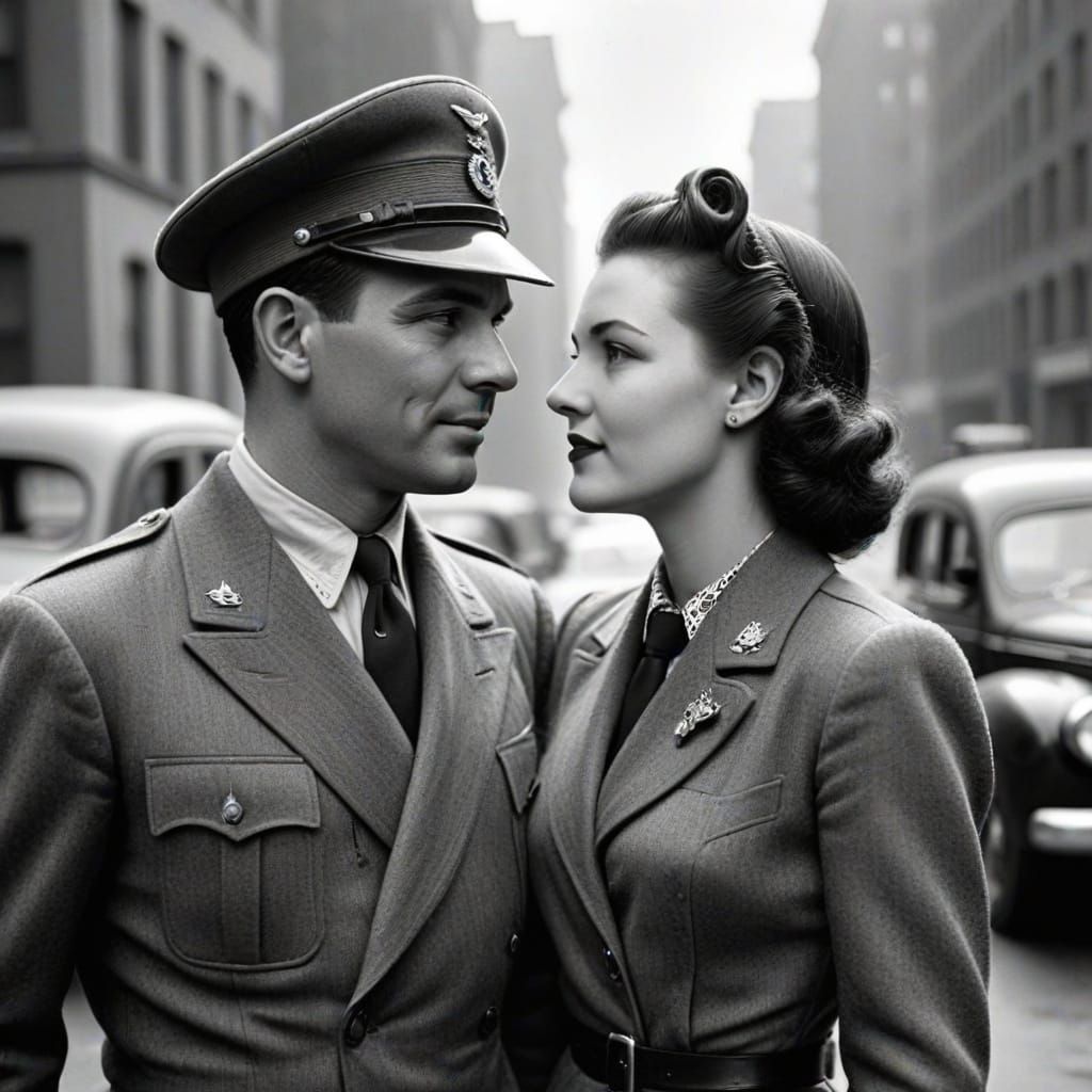 Charming 1940s Couple in Vintage Style