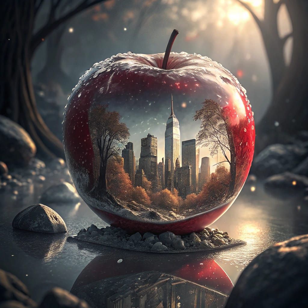 New York City Skyline within a Crystal Apple
