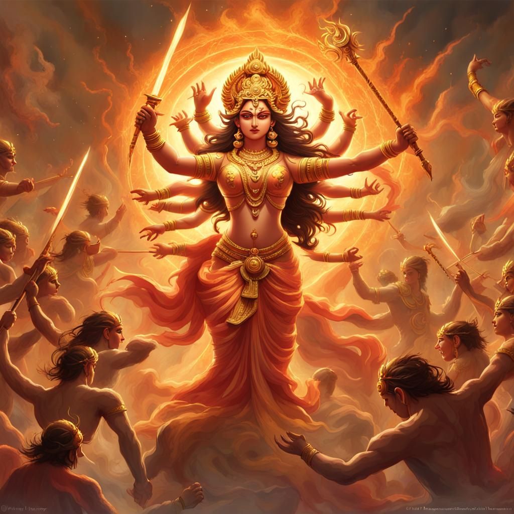Goddess Durga's Triumphant Battle Against Evil