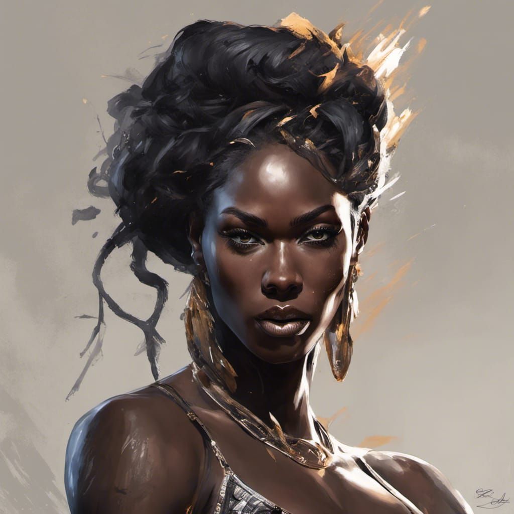 Electrifying Black Goddess Radiating Power