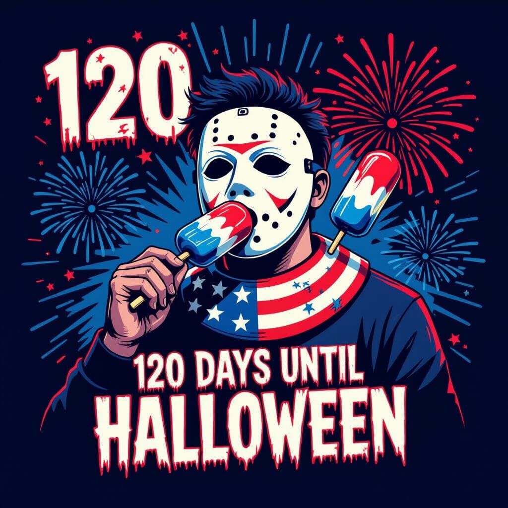 Patriotic Jason with Fireworks in Cyberpunk Style