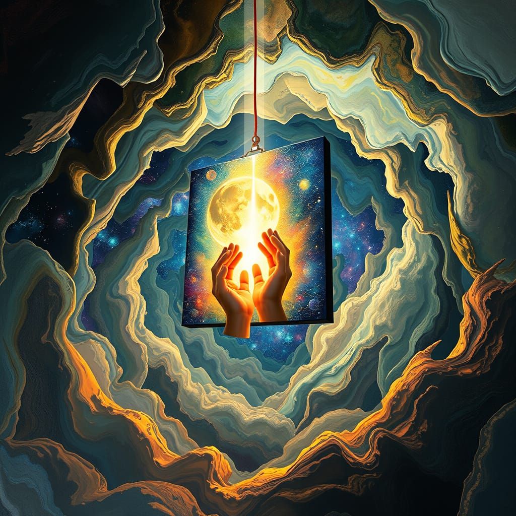 Surreal Art Creating Art: Infinite Canvas in Ethereal Light