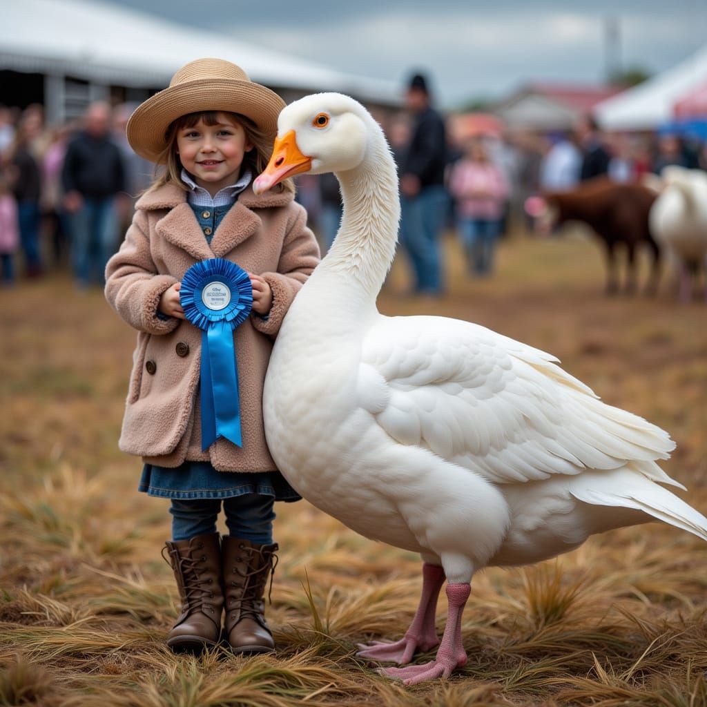 White Goose and Girl at the Fair