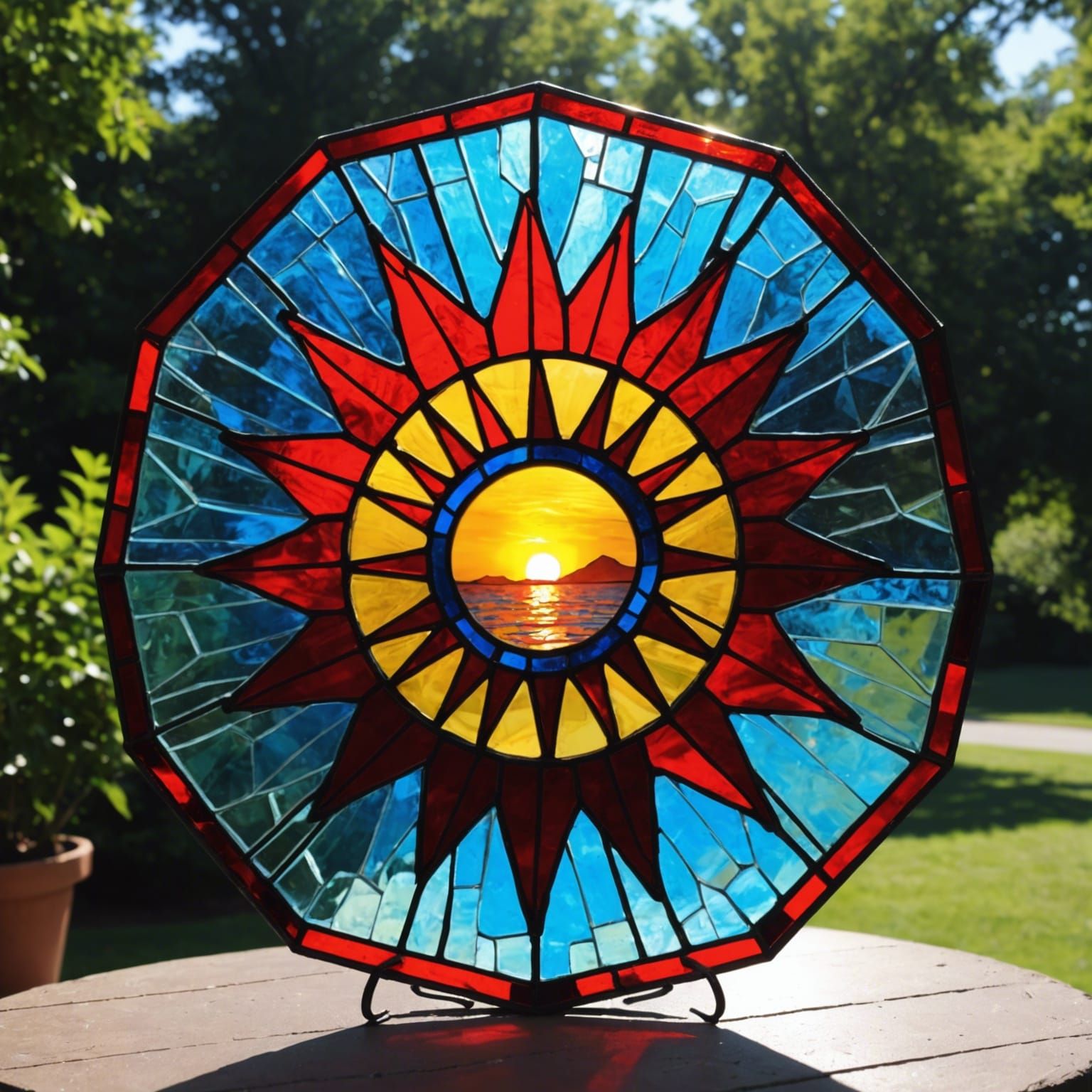 Fourth of July in Polygon Leaded Glass Art