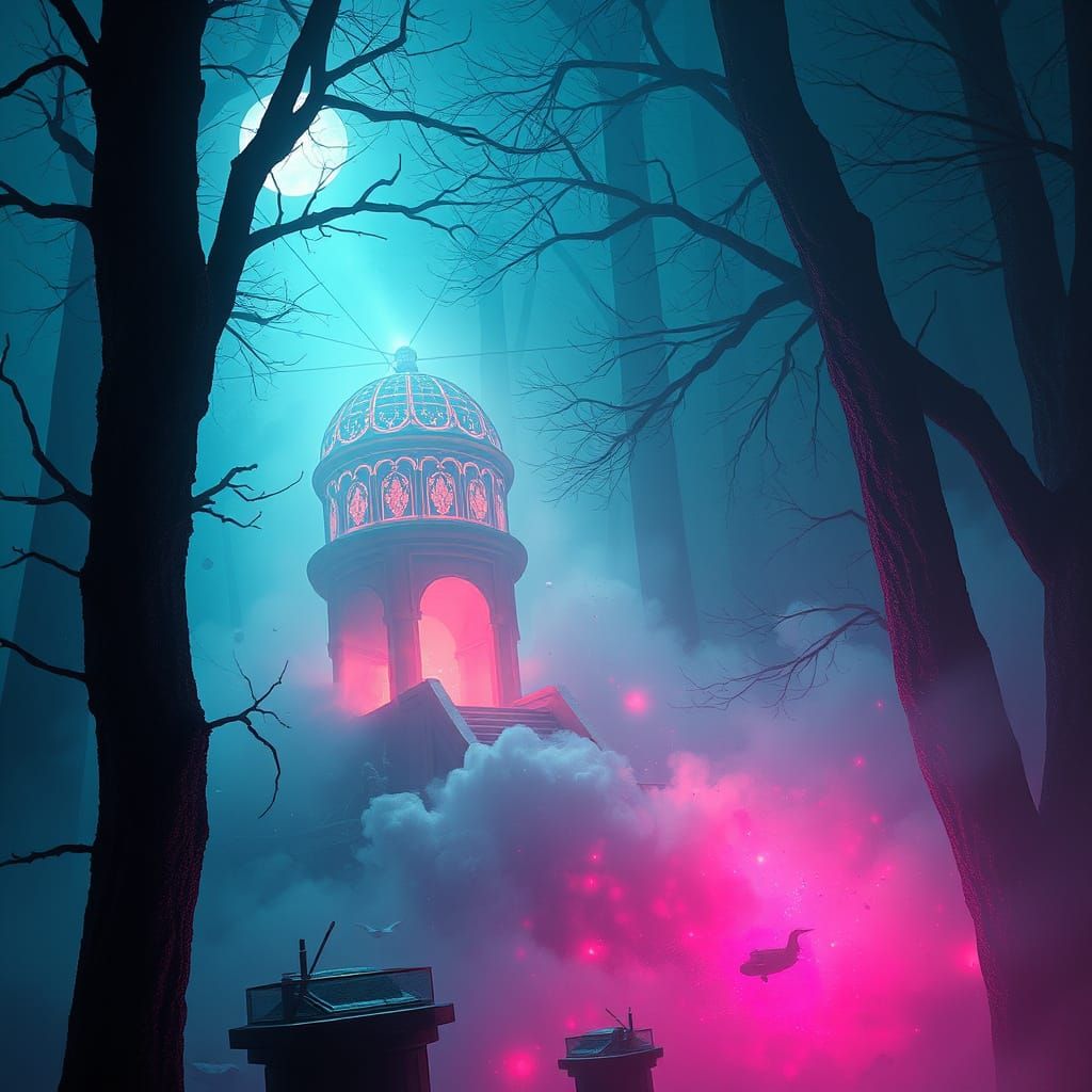 Dreamlike Surreal Landscape with Ethereal Lighting