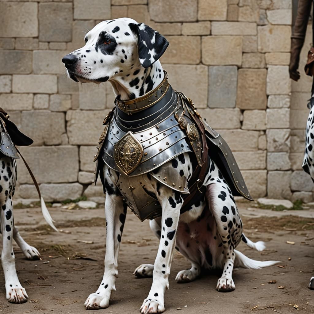 Dalmatian Dog in Knight's Armor