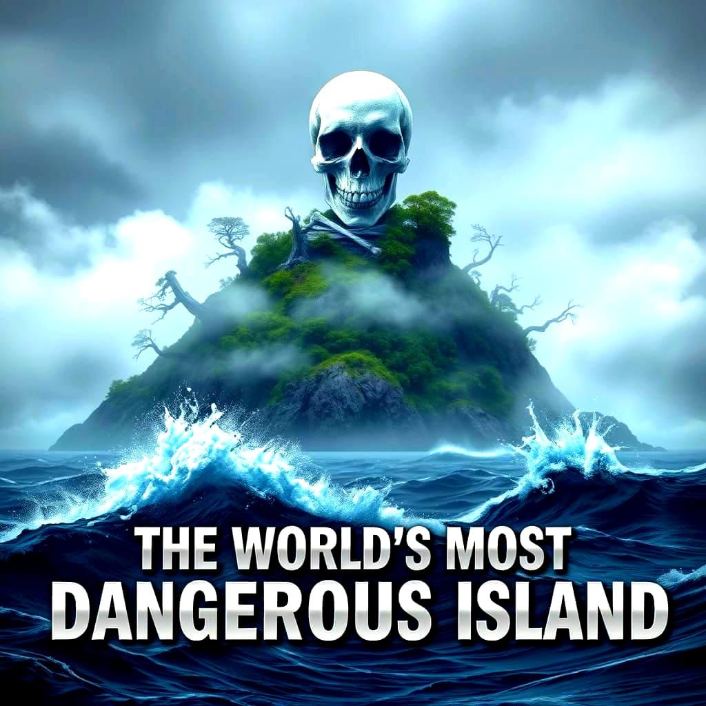 Dystopian Island Under Skull and Bones in Comic Book Art