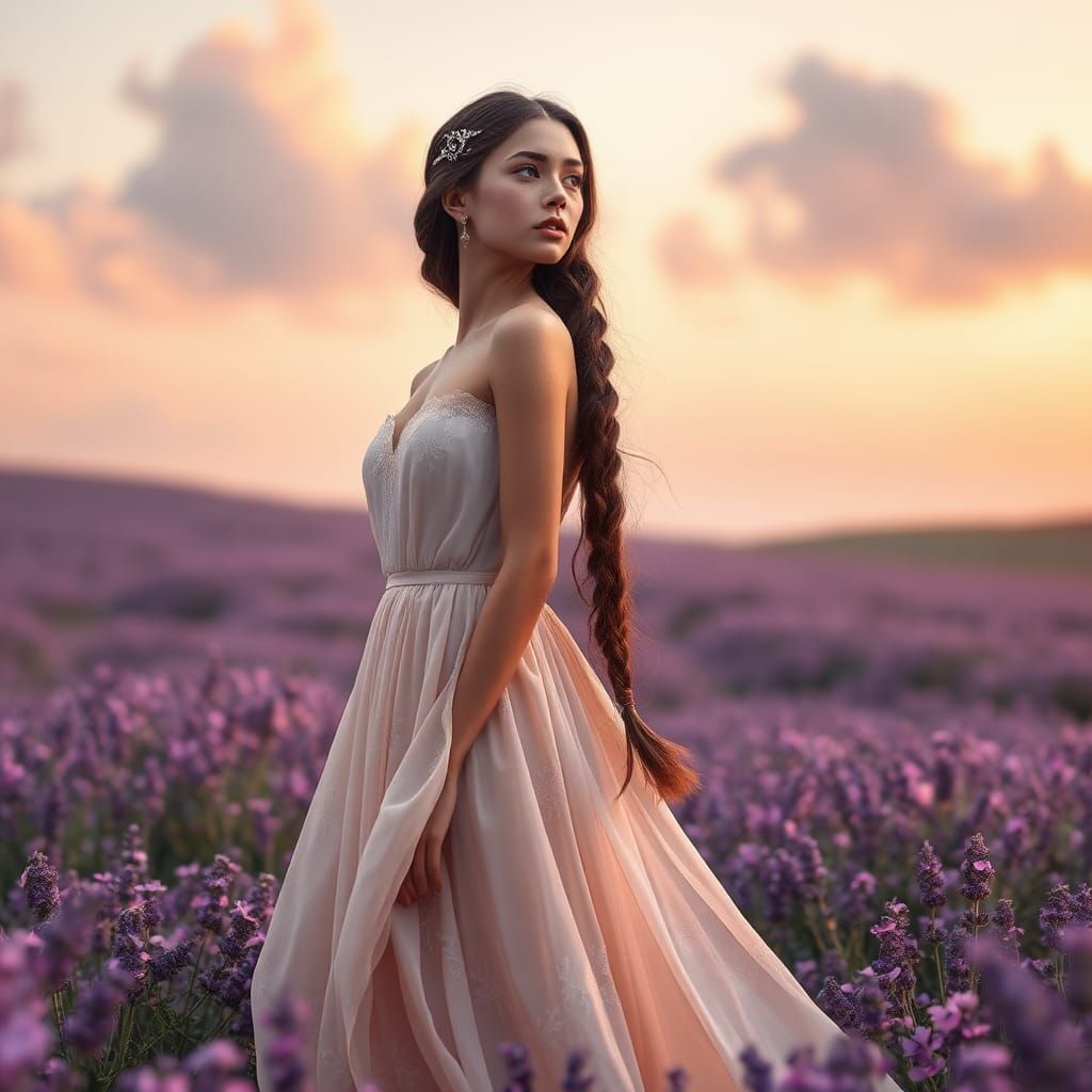 Virgo Embodied: Serene Woman in Lavender Field