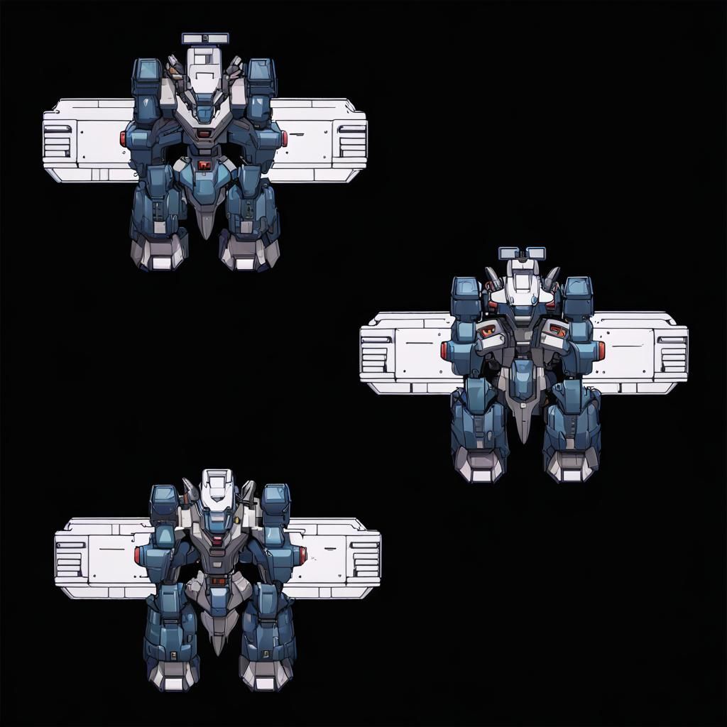 2D Sci-Fi Combat Robot Game Asset Sheet