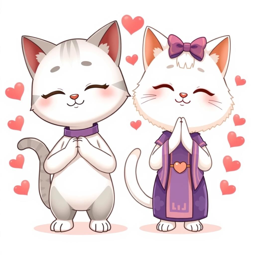 Cute Cats Meditating in 3D Anime Style