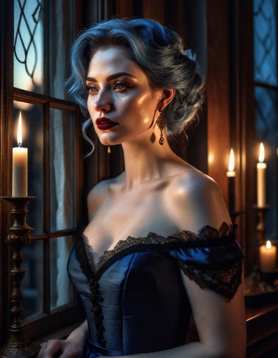 Renaissance-Style Portrait of a Woman in Bedroom