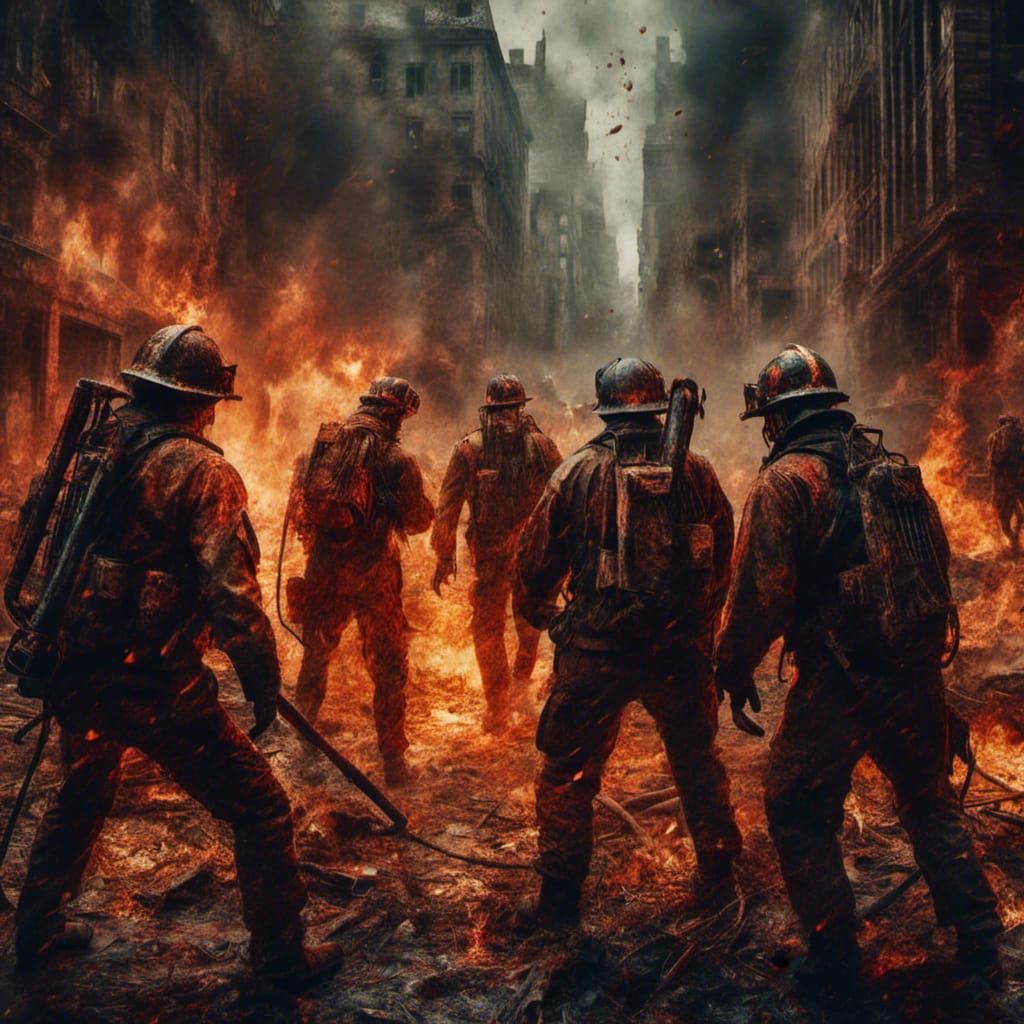 Macabre Zombie Firefighters in City of Skulls