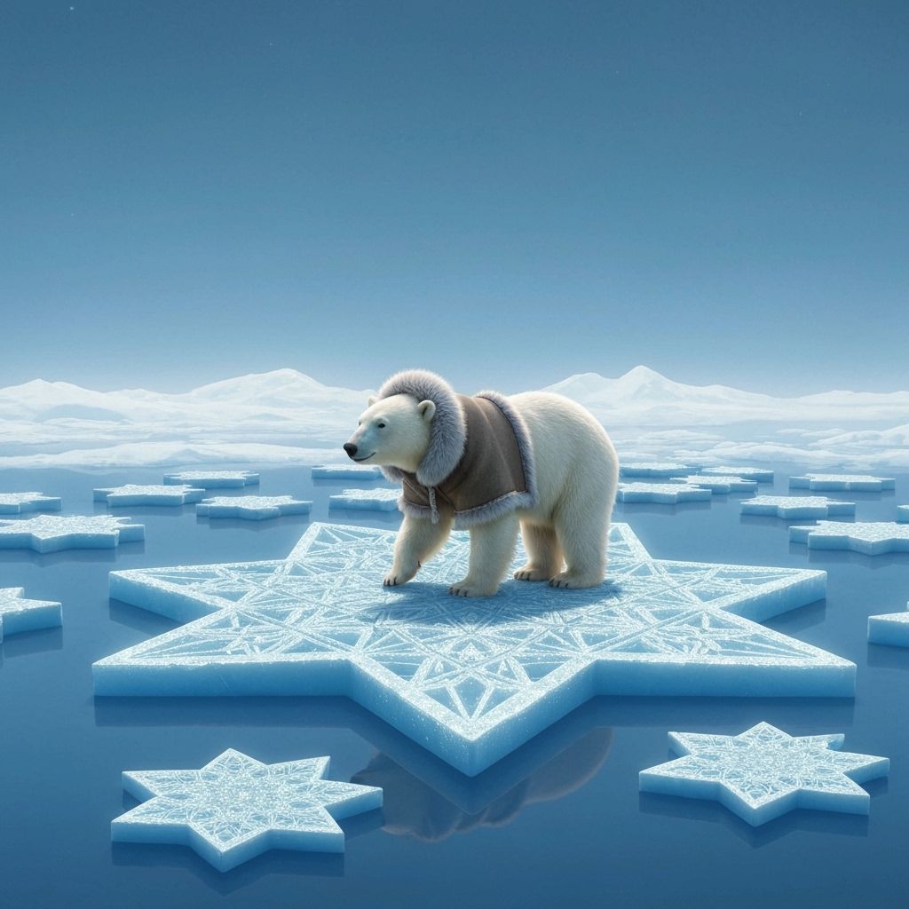 Polar Bear Walks on Star-Shaped Ice Platforms in Arctic