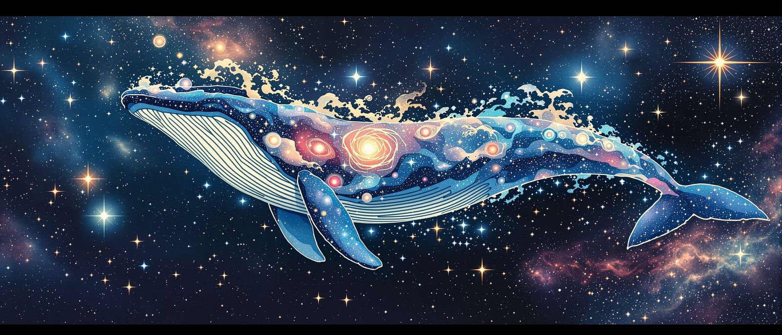 Celestial Whale's Ukiyo-e Voyage Through the Cosmos