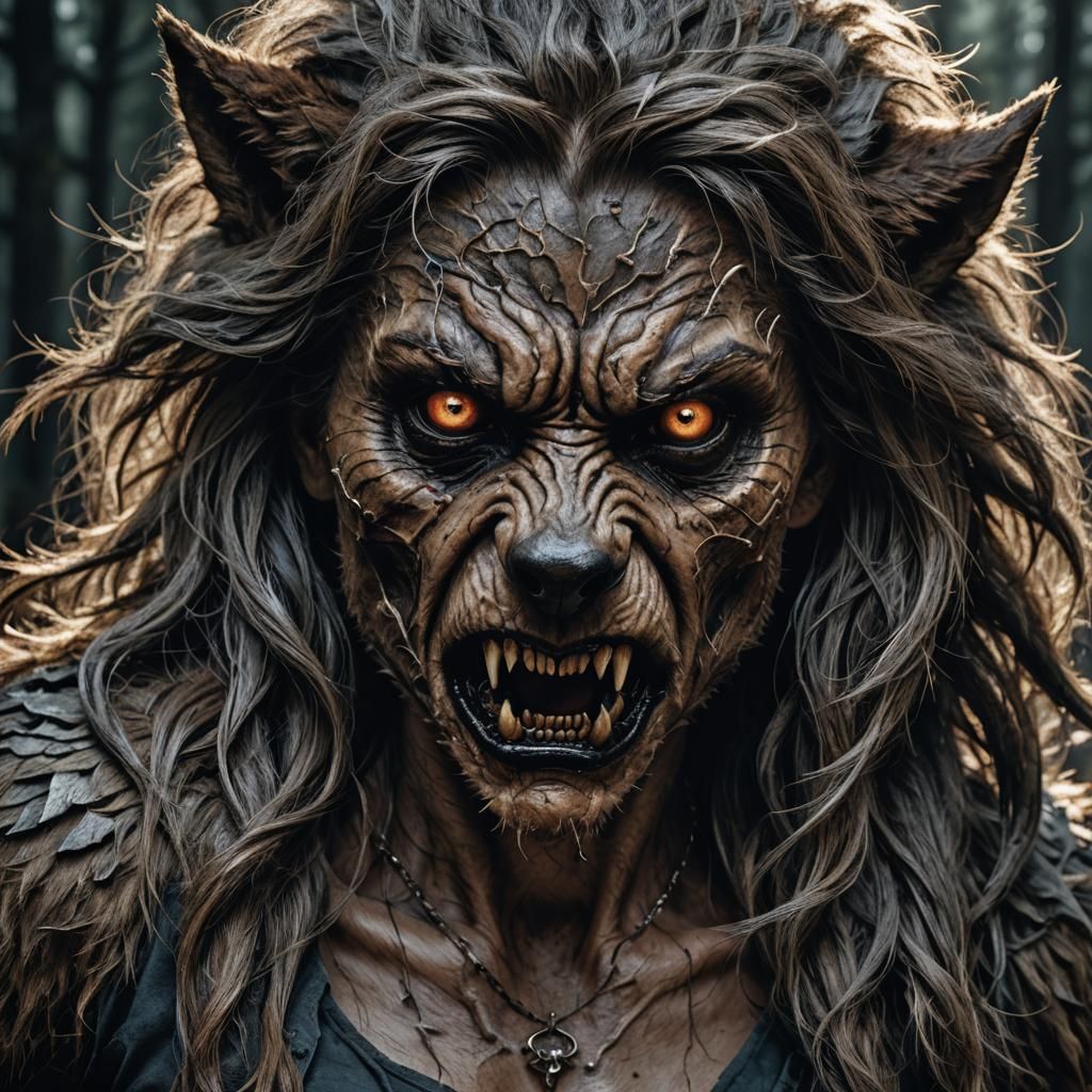 Hyperrealistic Werewolf Transformation Under Full Moon