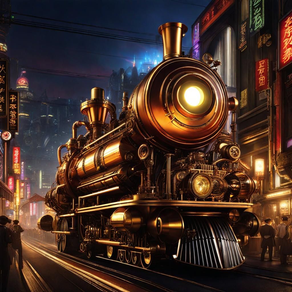 Steampunk Fantasy Tokyo Nightlife Scene