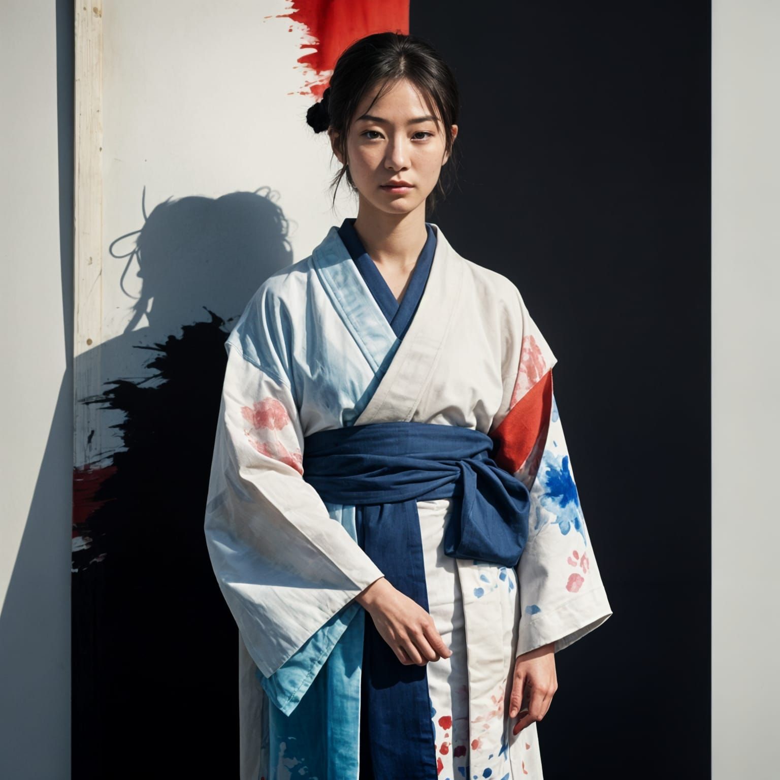 Hanging Boro Kimono in Watercolor Style