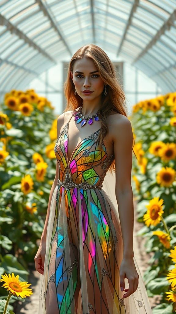 Stained Glass Supermodel Walks Holographic Runway