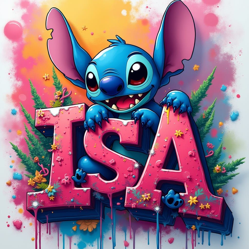 Youthful Name 'Isa' in Bold 3D Graffiti Held by Mischievous ...