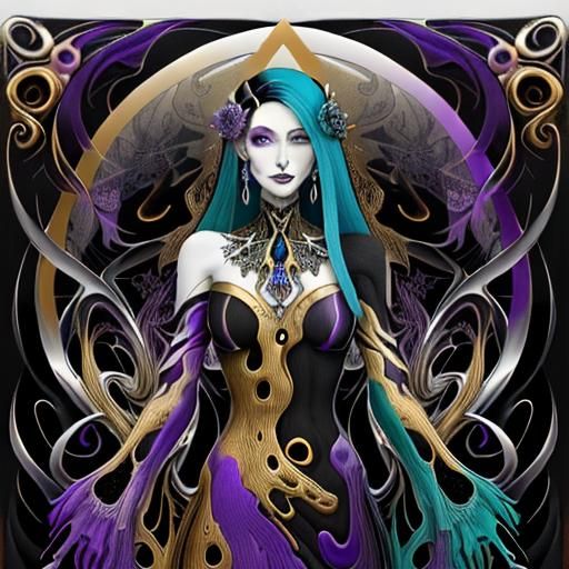 Abstract Fractal Calligraphy in Surreal Triadic Oil