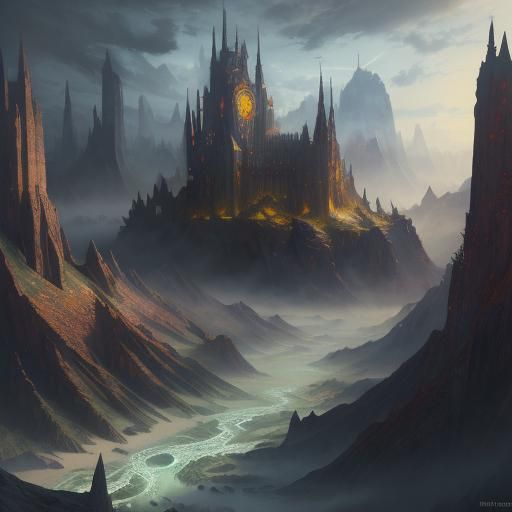 Fantastical Library Painting in Deep Color, 8K