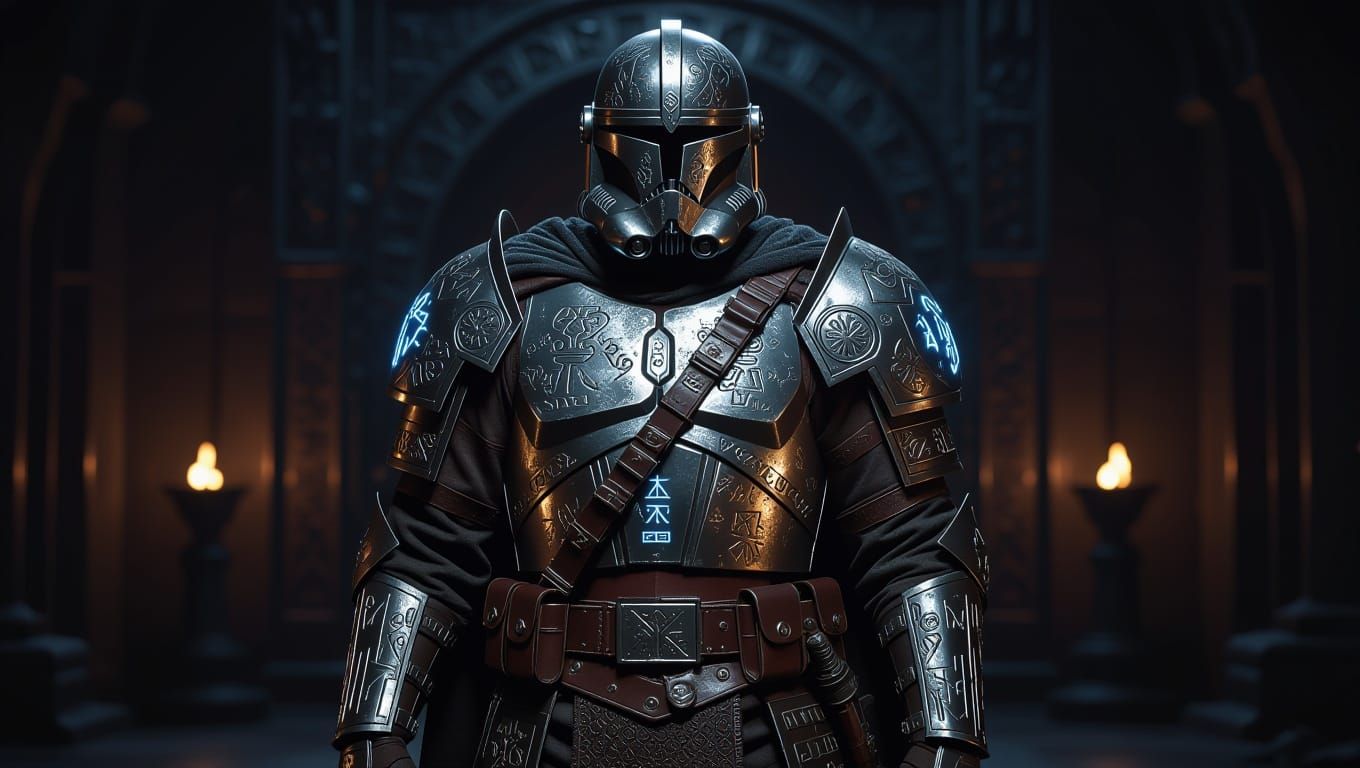 Heroic Warrior in Nordic Runes and Clone Trooper Armor
