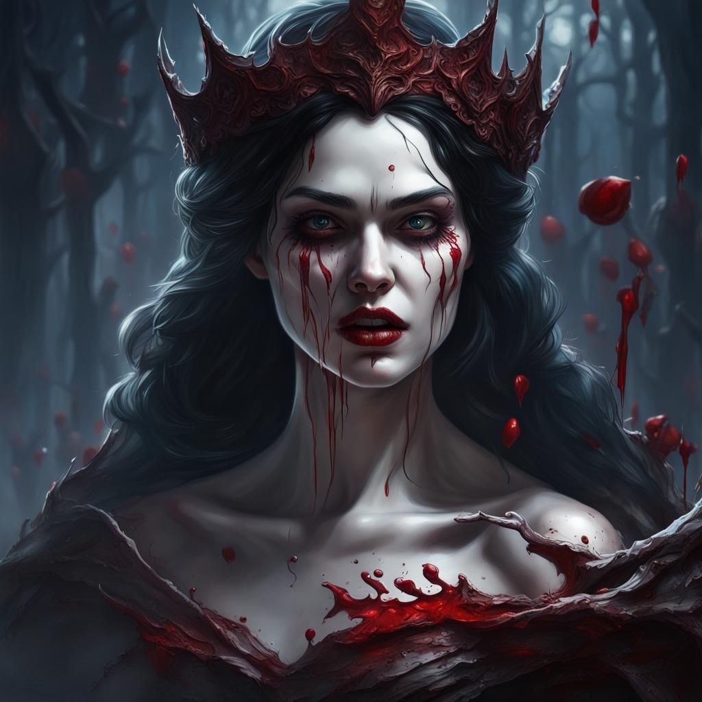Dark and Scary Snow White Oil Painting