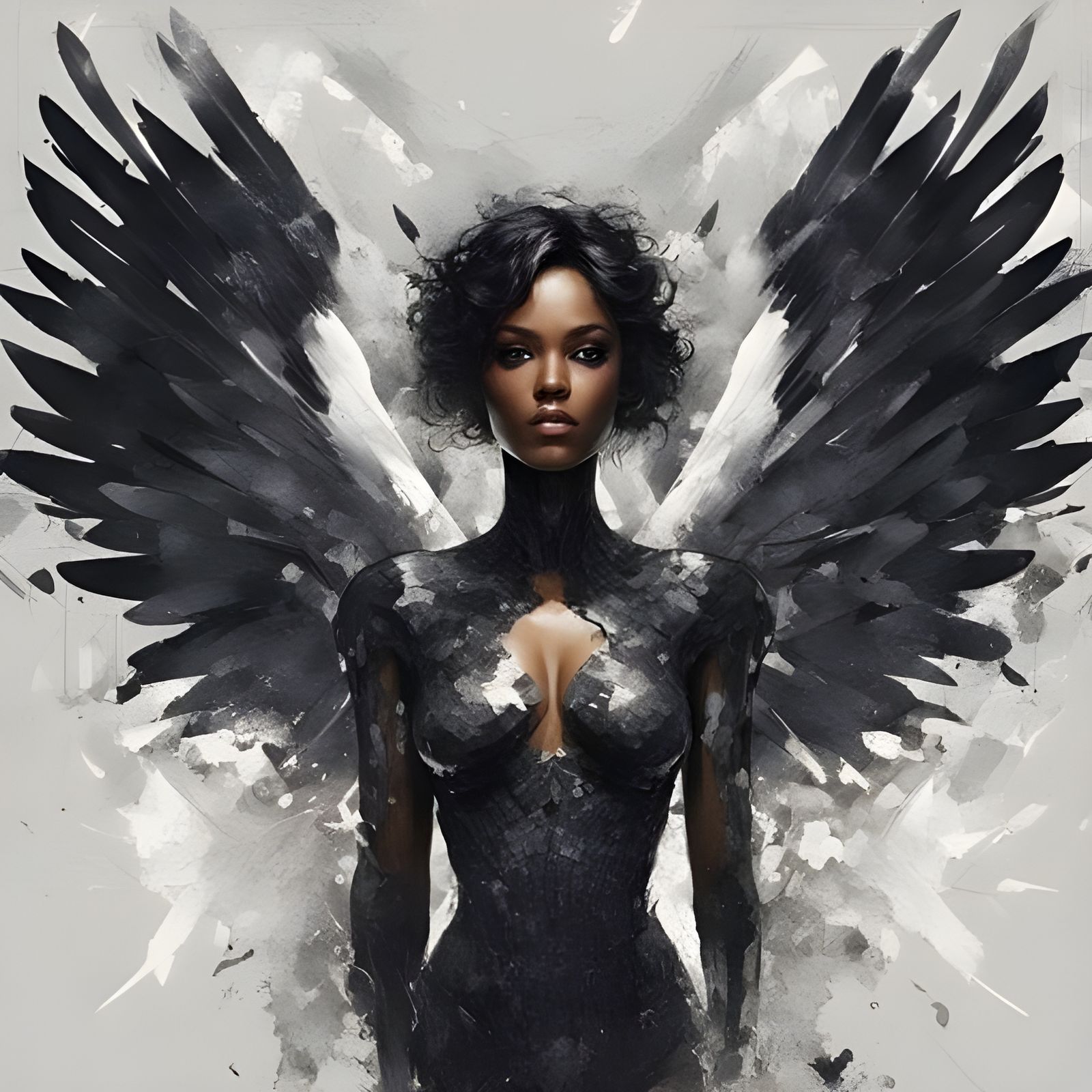 Mosaic Portrait of a Stunning Black Angel