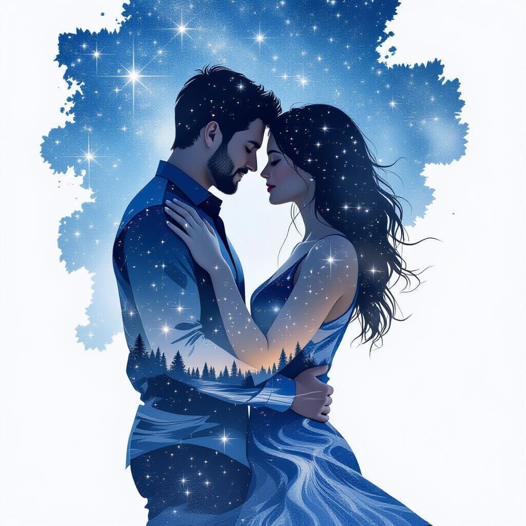 Cosmic Love Double Exposure Art