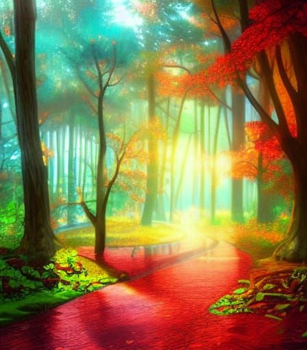 Colorful path In A Forest