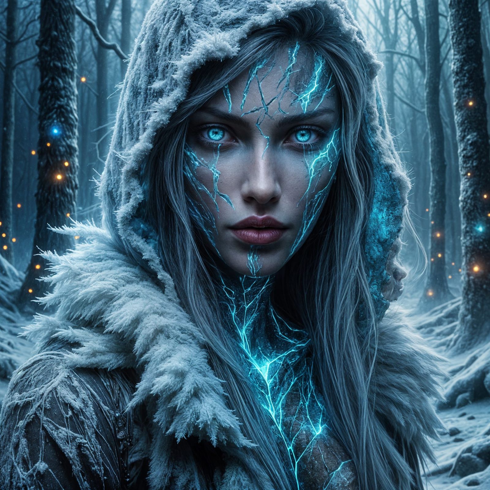 Ethereal Ice Warrior in the Frozen Wilderness