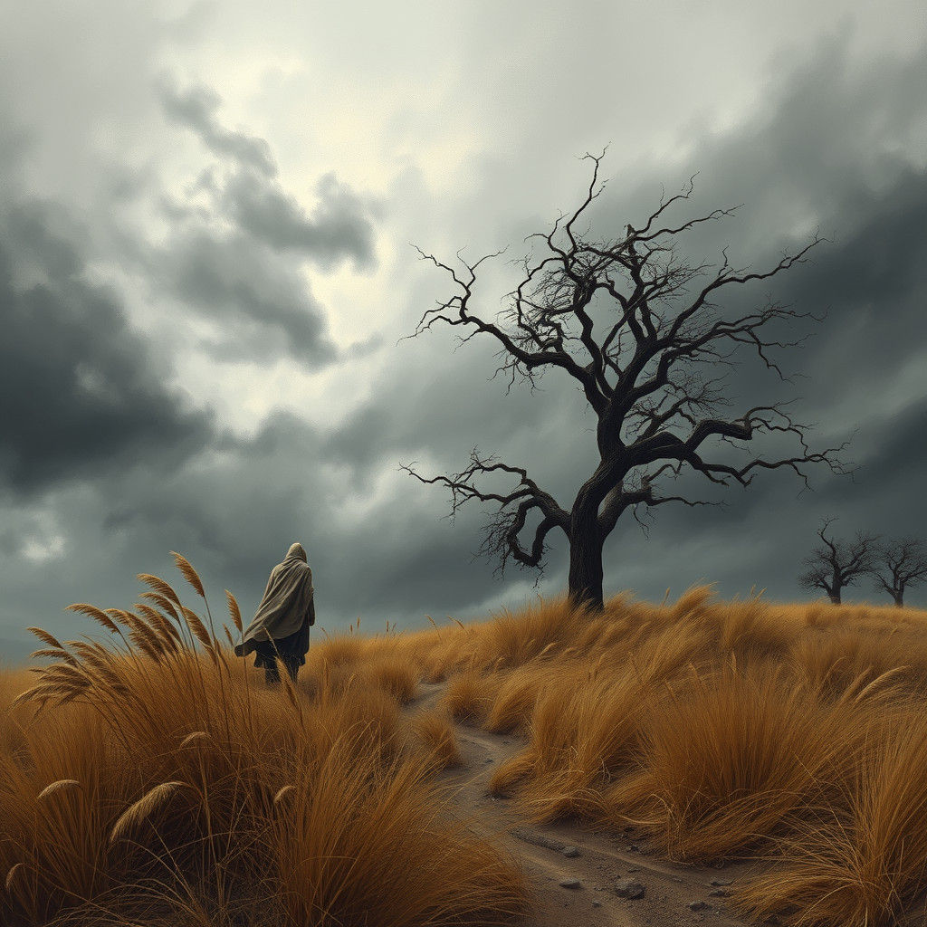 Windswept Landscape with Figure in Romantic Style