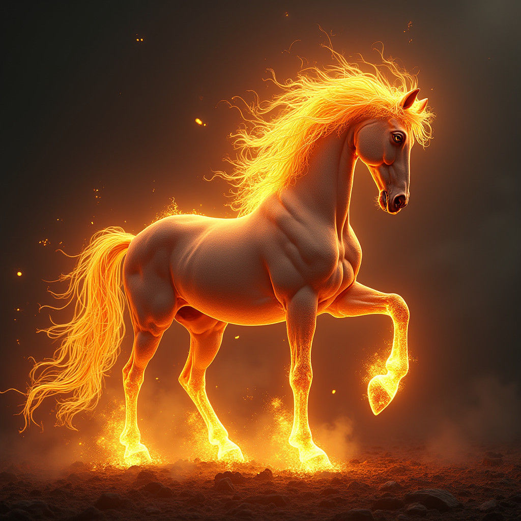 Majestic Flaming Horse in Dark Fantasy Style